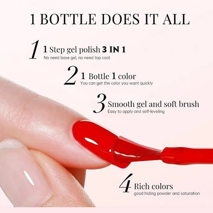 UR SUGAR 15ml 1-step Gel Polish 3 IN 1 Gel Nail Polish Pink Colors Nail Art Soak Off LED UV Gel Nail Varnishes For Nail DIY Arts