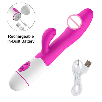 Rabbit Vibrator for Women 30 Speed Rechargeable G Spot Clitoris Stimulator Dildo Vagina Female Masturbator Sex Toys for Adults