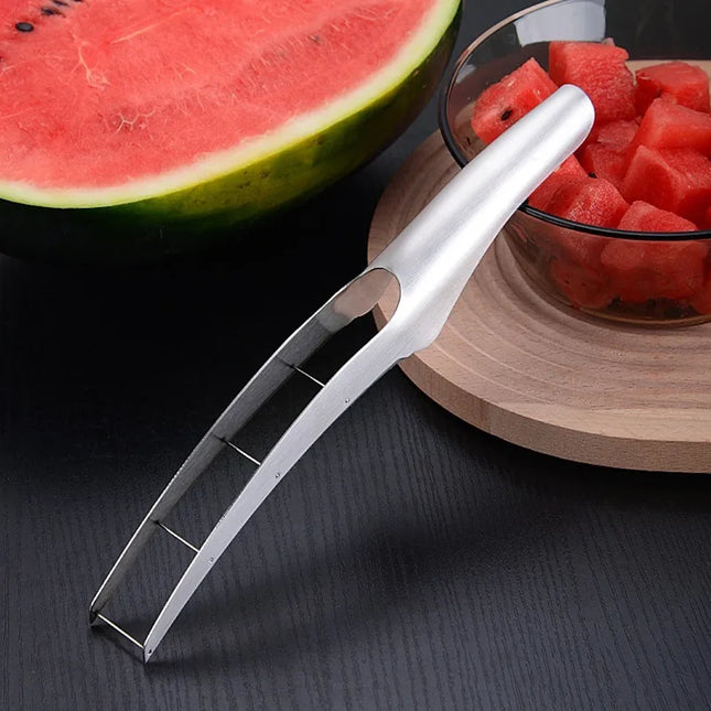 handy durable stainless steel watermelon chopper, fruit peeling and chopping artifact,suitable for family gatherings and parties