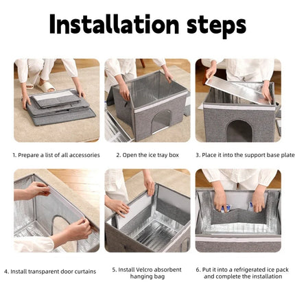 Cat Cooling Bed Portable Air Conditioner House Foldable Pet Igloo Nest with Ice Packs for Small Medium Cats Kittens