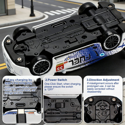 1/64 High Speed Drift RC Car with Light 2.4G 4WD Remote Control Car Desktop Mini Racing Cars Full Proportion Cars Model Gifts