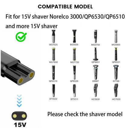 15V HQ8505 Type-C Shaver Adapter Charging Converter for Philips Norelco One Blade Pro QP6510 QP6520 QP6530 Beard Trimmer