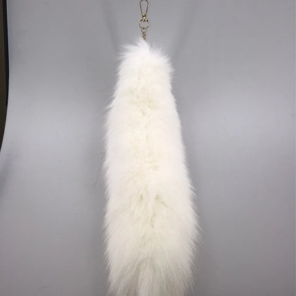 natural fox fur tail keychain furry 2024 chic y2k  beautiful accessory length 40 cm Car Keychains For Women
