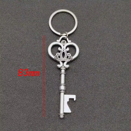 Retro Large Crown Love Key Pendant Creative Bottle Opener Antique Silver Metal Pendant Charm Keychain