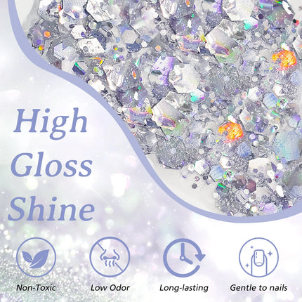 7PCS/SET Glitter Nail Polish,Sparkly Shiny UV LED Soak Off 6Colors Gel Polish Kit Home DIY Manicure Nail Salon Varnish With Tool