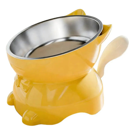 Cat Bowl Creative Inclined Kitten Puppy Food Feeding Bowls, Cat Bowls Tilted Neck Guard Cat Food Bowl Neck Protection Design