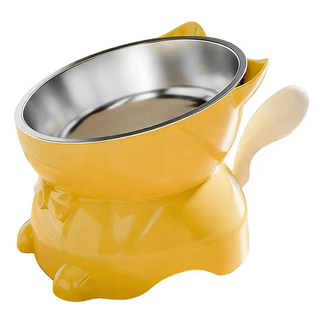 Cat Bowl Creative Inclined Kitten Puppy Food Feeding Bowls, Cat Bowls Tilted Neck Guard Cat Food Bowl Neck Protection Design