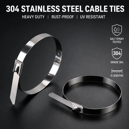 20Pcs&100Pcs 304 Stainless Steel Cable Zip Ties 4.6mm Heavy Duty Self Lock Metal Straps For Exhaust Marine Car Wiring