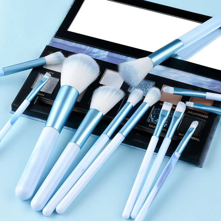 12PCS Blue Makeup Brushes Set Soft Fluffy Detail Concealer Blush Loose Powder Eyeshadow Highlighter Foundation Women Beauty Tool