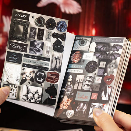 20pcs Retro Gothic style Sticker Book, Day and Night Poetry Collection, Handbooks, Notebooks, Decorative Stickers