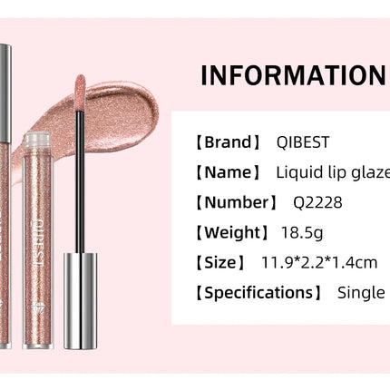 Diamond Glitter Liquid Lipstick Waterproof Long Lasting Pearl Shiny Lip Gloss Metal Charming Lip Glaze Tint Makeup For Women