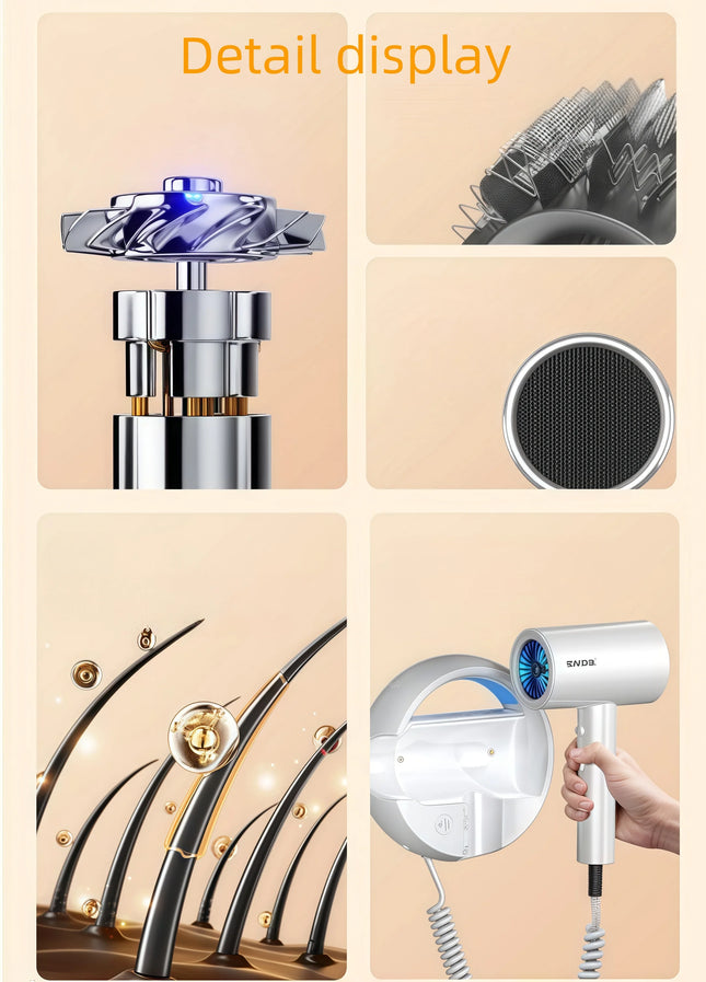 GMDQ Wall-mounted Hair Dryer 1800W Overheat Protection European Plug 220V Modern White/Black Design Suitable for Home/Office/Hotel
