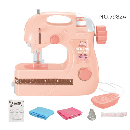 Mini Sewing Machine Toys for Kids, Electric Furniture Model Playing Home Toy with Lights DIY Simulation Sewing Gift for Children