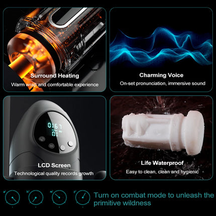 Automatic Sucking Telescopic Male Masturbator Heating 3D Textured Penis Pump Sex Machine 10 Thrusting Modes Adult Toy for Men