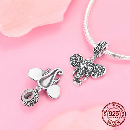 925 Sterling Silver Classic Purple Heart Shape Dragon Pegasus Butterfly Charms Beads Fit 3mm Original Bracelet DIY Jewelry Gift