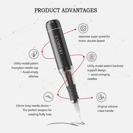 FAMISOO Professional Permanent Makeup Machine Kit Tattoo Machine For Eyebrows Eyeliner Lip Body Tattoo With 6PCS Pigment Needle