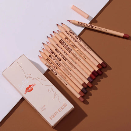12pcs Lip Liner Pencil Set Matte Nude Sharping Lipliner Pencil Lipstick Waterproof Long Lasting Lipstick Pen Lip Tint Cosmetics