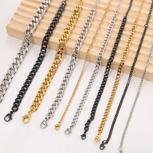 Trendy Cuban Chain Bracelet 3/5/7mm Width Classic Stainless Steel Bracelet for Men Women Jewelry Party Gift