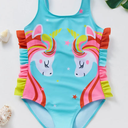 One Piece Girl Swimsuits 2 3 4 5 6 Year Baby Printed Swimwear Summer Beach Bathing Bikini Clothes Kids Bow Seaside Swimming Wear