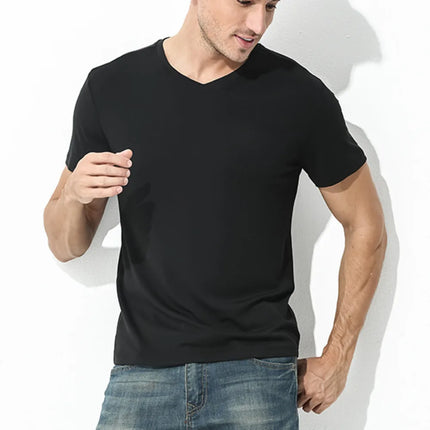 94% Modal 6% Spandex Summer Short Sleeve T-shirt Men Crew Neck Solid Color Casual Underwear Brand High Quality Mens Clothing New