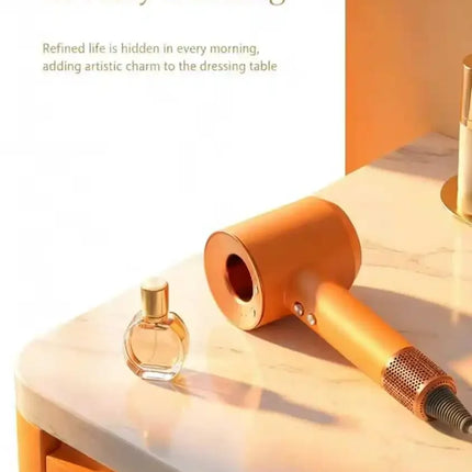 High Speed Hair Dryer 110000RPM Negative Ion Blow Dryer Fast Drying Vibrant Orange
