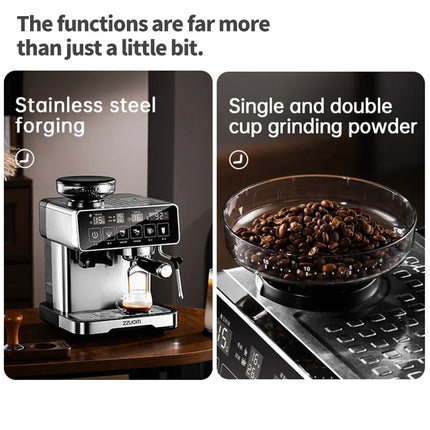 20Bar Fully Automatic Espresso Machine, Built-in Grinder, Smart Touchscreen, Stainless Stee,With milk frother