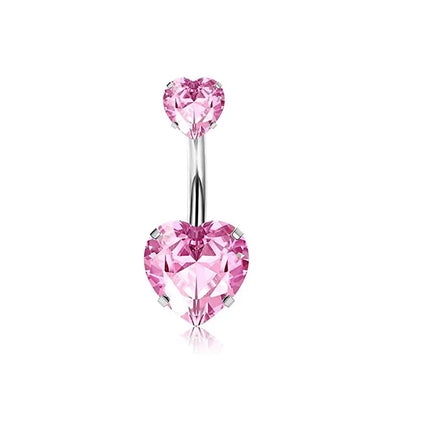 Pink Heart Shaped Navel Ring Ornament Water Drop 14G Belly Button Piercing Barbell Pendant Belly Nombril Piercing Women Jewelry