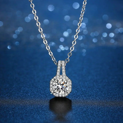 2CT Moissanite Square Necklace Pendant Women's PT950 Platinum - Polished details, lightweight, for gifting & wearing