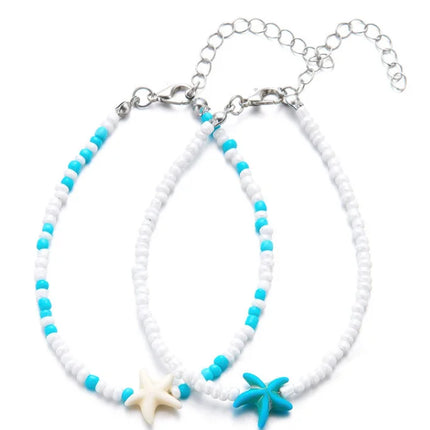 Beach Bead Anklet for Women Jewelry Retro Fashion Beads Stone Pendant Ankle Chain