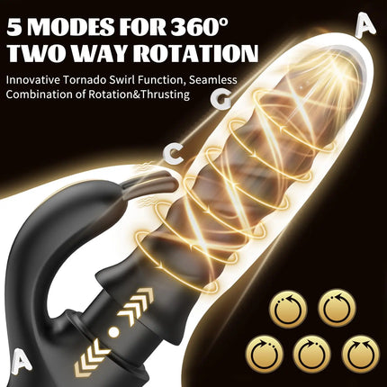New Women Rabbit Vibrator Rotating Thrusting Vibration Clit G-spot Vaginal Nipple Stimulator Massager Female Masturbator Sex Toy