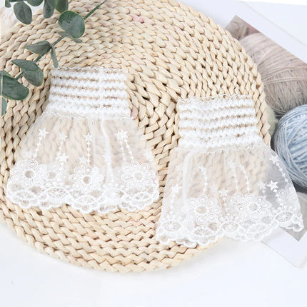 Detachable Cuffs Female Sweater Fake Sleeves Out Crochet Lace Floral Lace Horn Cuffs Embroidery Flounces Ruffles Sleeve Cover
