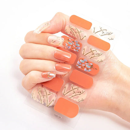 UV Semi-Cured Gel Nail Wraps Stickers Strips French Long Lasting Full Cover LED Gel Semi Cured Nail Sliders For Nail Extension