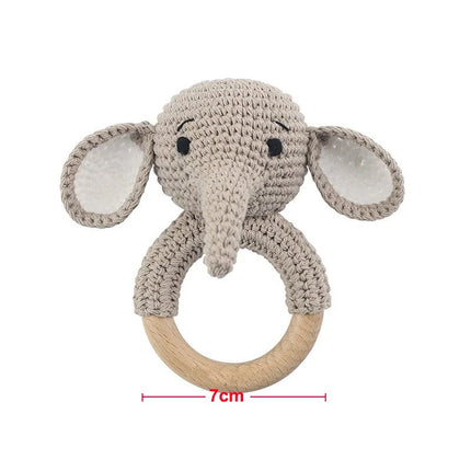 1Pc Baby Rattle Wooden Teether Music Ring Crochet Animal Otter Music Rattles Soother Bracelet Toddler Toys Baby Teething Gifts