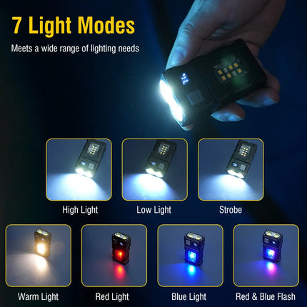 Mini USB Rechargeable LED Flashlight Portable Tail Magnet Flashlights Super Bright Camping Lantern Side COB Emergency Light