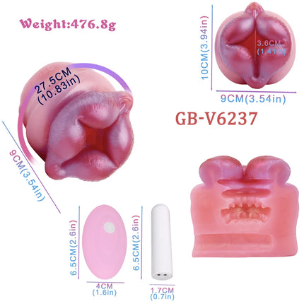 GEEBA 3D Realistic Male Masturbator with Breast Design Soft Silicone Pocket Pussy Stroker USB Rechargeable Vibration Men Sex Toy