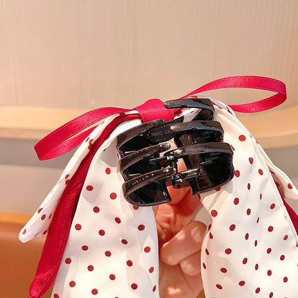 Sweet Hair Grab Girl Princess Red Bow Hairpin Polka Dot Children's Hair Clip Student Hair Claw For Kids