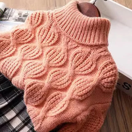 MILANCEL Kids Sweaters Turtleneck Girls Knitwear Chidlren Pullover Warm Kids Base Tops