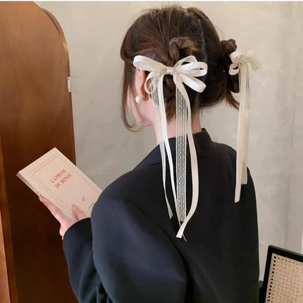 Fashion Bow Ribbon Hair Clips For Women Girls Lace Hairpins Barrettes Set Korean Bow Clips Party Hair Accessories Headwear Gifts