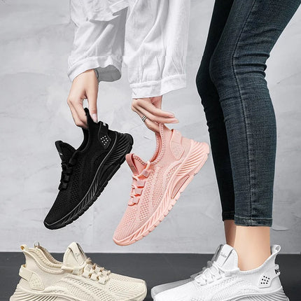 Women Casual Shoes Fashion Breathable Walking Mesh Flat Shoes Sneakers Women 2025 Gym Vulcanized Shoes White Female Footwear