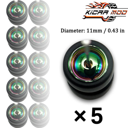 1/64 Model Wheels Rubber Slick Tires ABS Wheels for Hot Wheels  Tomica Mainline Diecast Model Car Refit Parts-Dia 11mm (5 Set)