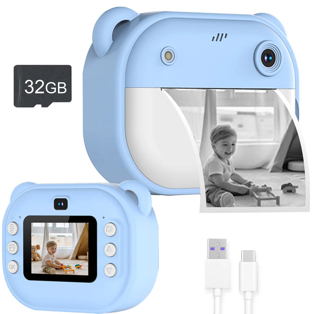 Kids Camera Instant Print Photo, Portable Thermal Printing Camera Toy with HD Digital Video, for 3-12 Years Old Boys Girls
