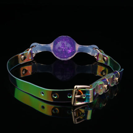 LEZEE Multi-color Open Mouth Gag Breathable Ball Gags Colorful Environmental Protection Belt Crystal Oral Ball For Role-playing