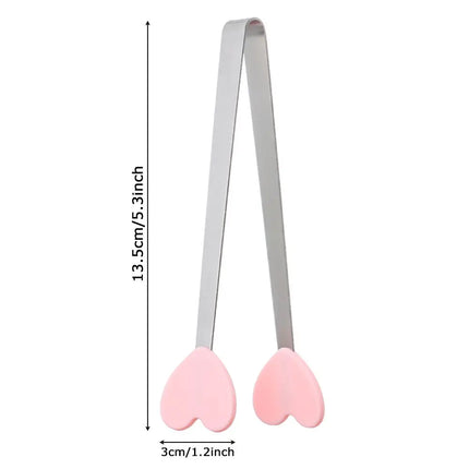 1pc Creative Silicone Stainless Steel Mini Snack Food Tongs Non-slip Handles BBQ Bread Ice Cube Clip Kitchen Accessories