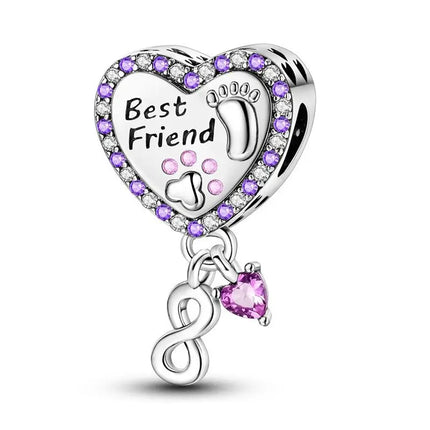 925 Sterling Silver Purple Series Butterfly Aries Gemini Safety Chains Fit Original Bracelet DIY Jewelry Making Gift For Women