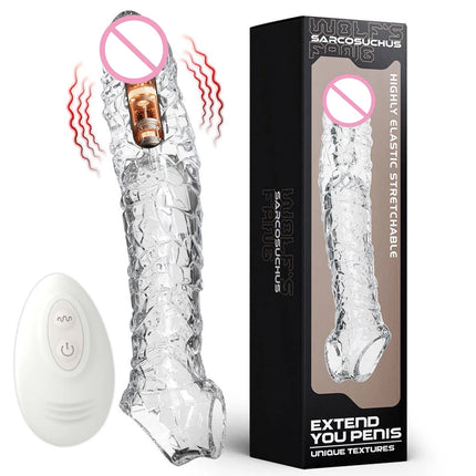 Penis Sleeve Extensions Condom Male Enlargement Delay Vibrators Clits Massager Cock Ring Vibrating Penis Cover Sex Toys For Men