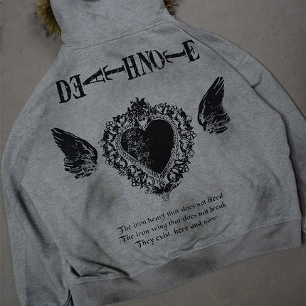 Winter Fashion Streetwear Women's Gothic Printed Faux Fur Hooded Jacket Trendy Edgy Zip - Up Sweatshirt 2026 New Arrival