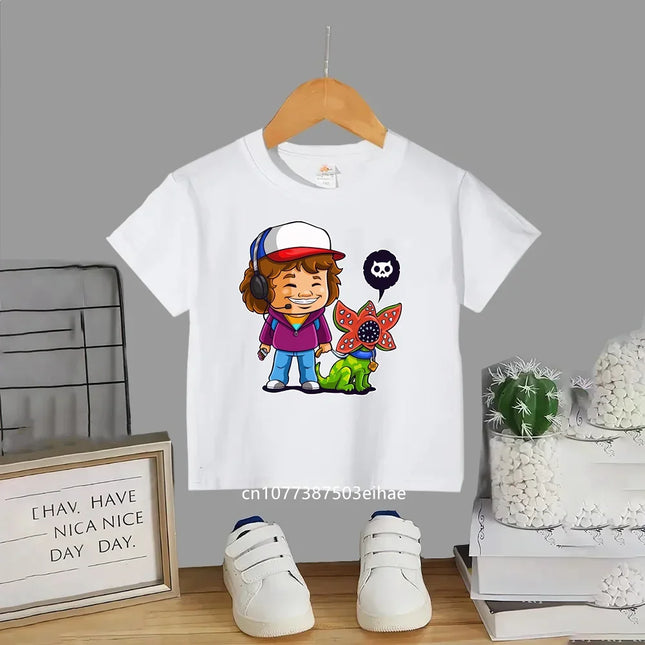 Trendsetting Stranger Things Prints for Summer Cheap Yet Chic O-neck Tees for Boys and Girls Soft Fashionable for Kids