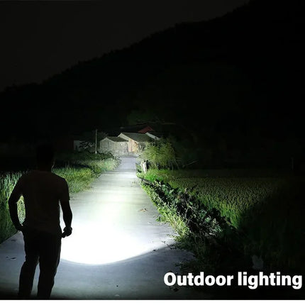 Super Bright LED Flashlight USB Rechargeable Torch with Built-in Battery Telescopic Zoom Lantern for Outdoor Hiking Fishing