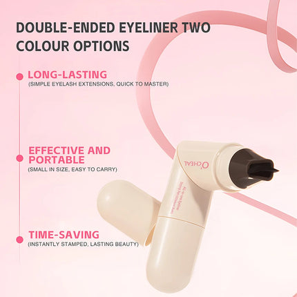 O'CHEAL  All-in-one Rotating Eyeliner Stamp Pen Quick Eye Makeup Double-Ended Eyeliner Waterproof Long-Lasting Stamp Eyeliner
