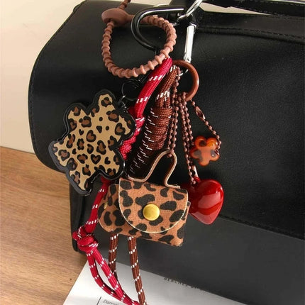 Funny Elegant Starfish Tassel Keychain Alloy Leopard Print Leather Tulip Pendants Cartoon Frog Beaded Bag Pendant Party